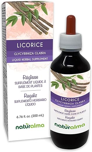 Licorice Naturalma – Tintura sem álcool de Raiz de Alcaçuz (Glycyrrhiza glabra) – Extrato líquido em gotas de 200 ml – Vegano