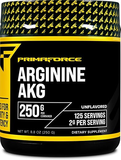 Primaforce - PrimaForce AAKG Arginine em Pó, 250g (L-Arginina e Ácido Alfa-Cetoglutárico) – Suplemento Premium para Treino, Vegano, Livre de Glúten