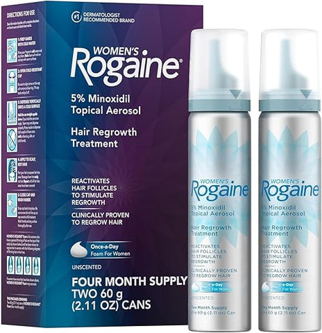 Mulheres Espuma Minoxidil 5%% Tratamento Diário Queda de Cabelo 4 Meses 2 x 60 g - Rogaine