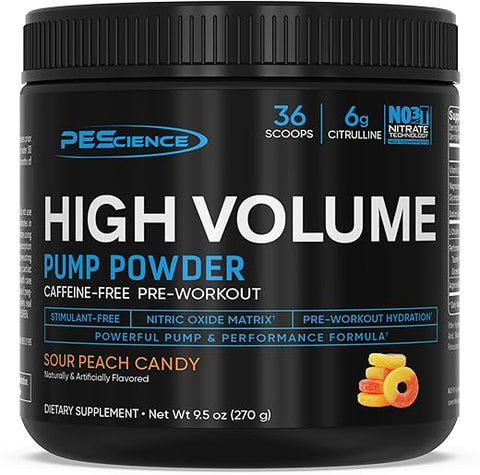 High Volume – Booster de Óxido Nítrico para Treino Pré-Workout em Pó, Sabor Pêssego Azedo, 36 Porções, Sem Cafeína - PEScience