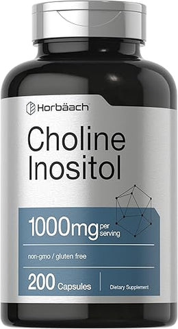 Horbäach - Horbaach Choline Inositol 1000mg | 200 Cápsulas | Sem OGM, Sem Glúten | Marca Horbaach
