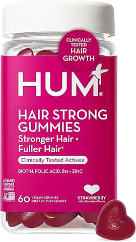 Hair Strong – Gomas Diárias com Biotina para Melhorar o Crescimento Capilar – Fo Ti, Ácido Fólico, Zinco, Vitamina B12 | HUM Hair Strong – Gomas Diárias para Crescimento Capilar Saudável - HUM