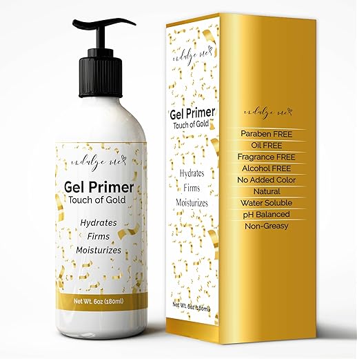 IndulgeMe - Gel Condutor Facial Hidratante – Primer em Gel deixa na pele, Ácido Hialurônico, Peptídeo de Colágeno, Niacinamida, Vitamina E, Folha de Ouro