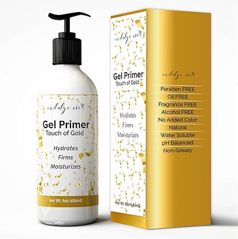 IndulgeMe - Gel Condutor Facial Hidratante – Primer em Gel deixa na pele, Ácido Hialurônico, Peptídeo de Colágeno, Niacinamida, Vitamina E, Folha de Ouro