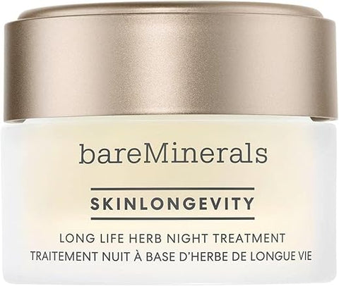 bareMinerals Skinlongevity Tratamento Noturno para o Rosto com Erva da Longevidade, Niacinamida e Gel-Creme Anti-Envelhecimento – Fortalece a Barreira da Pele – Vegano
