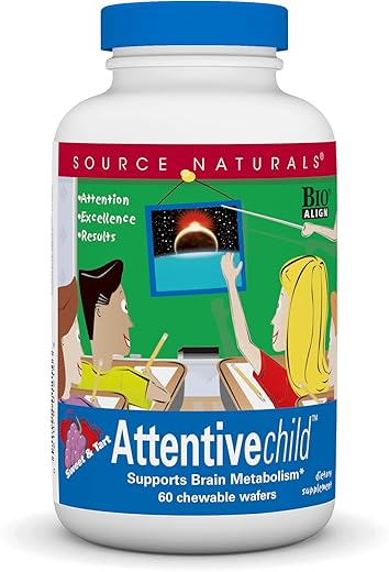 Attentive Child – Nutrientes Cognitivos Saudáveis para Crianças Ativas – Foco Aprimorado – 60 cápsulas - Source Naturals
