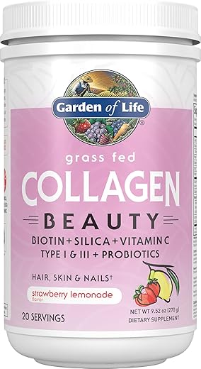 Collagen Beauty Grass Fed – Morango Limonada, 20 Porções – Pó de Peptídeos de Colágeno para Cabelo, Pele e Unhas – Proteína de Colágeno Hidrolisada - Garden of Life