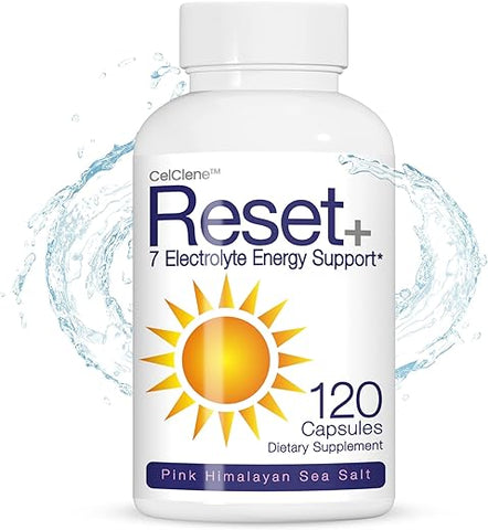7 Energy Electrolytes: Methyl B12, Methyl Folate, Sal Rosa, Magnésio, Super Complexo B, Chá Verde | 100% Natural e Energizante - Reset