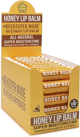Beessential - Bálsamo Labial de Cera de Abelha a Granel, Sabor Mel, 40 Unidades | Para Homens, Mulheres e Crianças. Ótimo para Presentes, Chás de Bebê