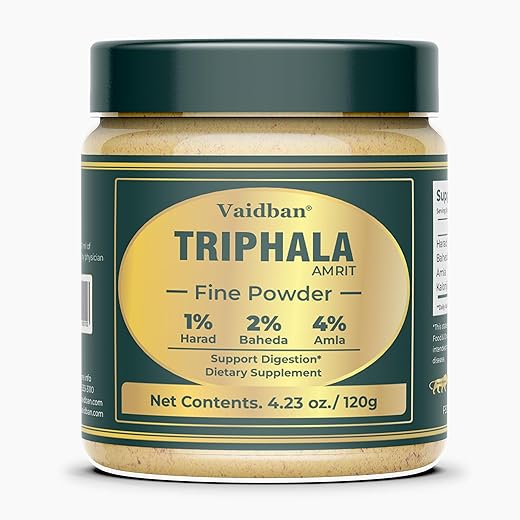 Vaidban - Triphala Amrit Pó Fino – Suplemento Herbal com Amla, Bibhitaki, Haritaki, Digestão | 100g
