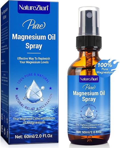 BHMSHY - Óleo de Magnésio Spray – Óleo de Magnésio para os pés – Óleo de Magnésio Puro 100% Orgânico Natural em Spray – Nutre a Pele – Fácil Absorção e Uso – Frasco de Vidro 60 ml…
