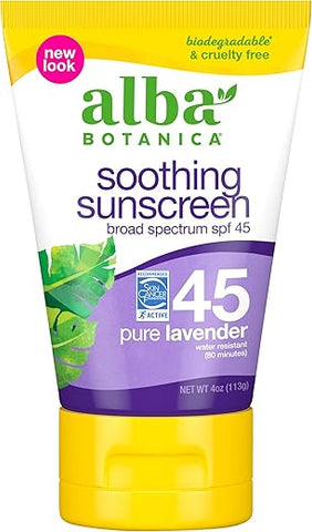 Protetor Solar Alba Botanica, FPS 45, Lavanda Pura, 118 ml