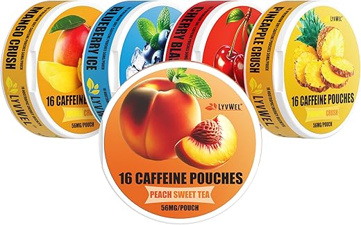 LyvWel - 5-Pack Pouches de Café com Cafeína: 16 por Lata, 56mg Cafeína, Livre de Nicotina, Café em Pouches Boost (Multi-Pack)