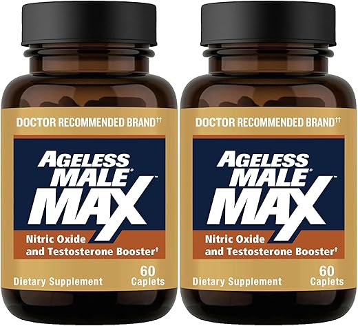 Ageless Male - Max Total Testosterone Booster para Homens, 120 Cápsulas – Aumente sua Testosterona Naturalmente