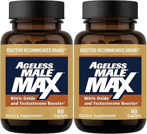Ageless Male - Max Total Testosterone Booster para Homens, 120 Cápsulas – Aumente sua Testosterona Naturalmente