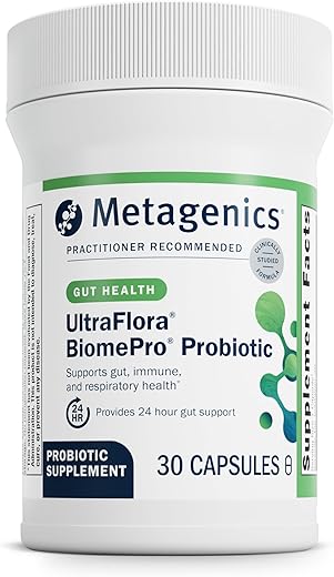UltraFlora BiomePro – Probiótico Multicêntrico Diário – Saúde Digestiva* – Suporte Imunológico* – Probiótico de Prateleira – 30 Cápsulas - Metagenics