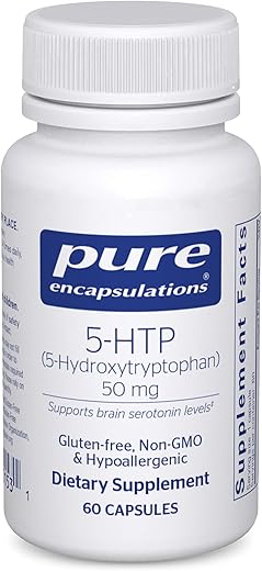 5-HTP 50 mg | Suplemento de 5-Hidroxitriptofano para Cérebro, Sono, Comportamento Alimentar e Suporte à Serotonina | 60 Cápsulas - Pure Encapsulations