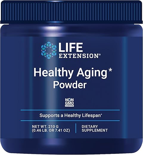 Pó para Envelhecimento Saudável, Suplemento para Envelhecimento Saudável, Saúde do Coração, Saúde do Cérebro, Desempenho no Exercício, Taurina, Lítio, espermidina, Mistura em Pó, Não-OGM, Vegetariano, 100g - Life Extension