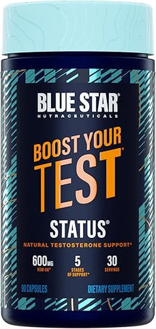 Status – Impulsionador de Testosterona para Homens – c/ KSM 66 Ashwagandha – Aumente a Resistência, Crescimento Muscular - Blue Star Nutraceuticals