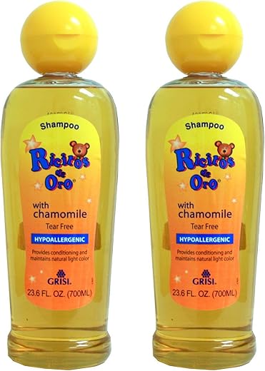 2 Embalagens Shampoo de Bebê Grisi Ricitos De Oro Hipoalergênico Manzanilla Camomila 700 ml cada – Cabelos Saudáveis e Delicados