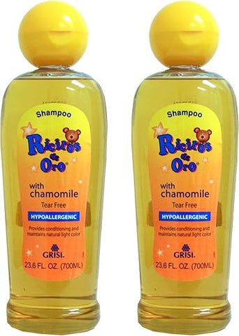 2 Embalagens Shampoo de Bebê Grisi Ricitos De Oro Hipoalergênico Manzanilla Camomila 700 ml cada – Cabelos Saudáveis e Delicados