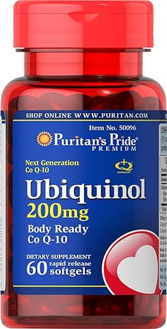 Puritan's Pride - Puritan’s Pride Ubiquinol 200mg – Suporte à Saúde Cardíaca, 60 Softgels