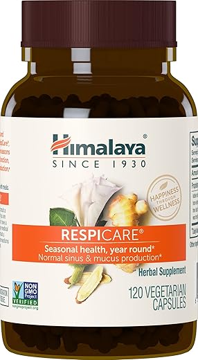 RespiCare – Suporte para Respiração e Seios Saudáveis, 570mg, 120 Cápsulas Vegetarianas, 1 Mês de Suprimento - Himalaya