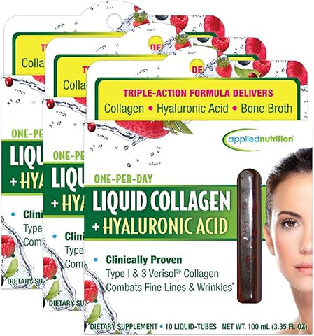 Colágeno Líquido Ácido Hialurônico (Pacote com 3) – 300ml - Applied Nutrition