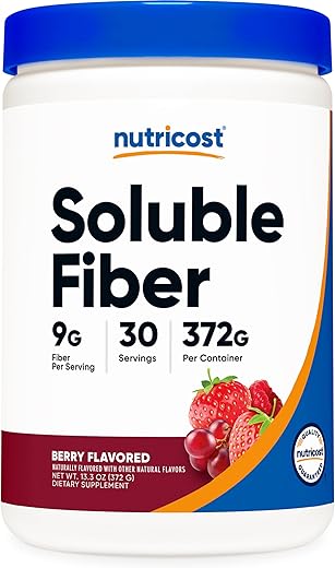 Fibra Solúvel (Sabor de Frutas Vermelhas) 30 Porções – Vegano, Não-OGM, Sem Glúten - Nutricost