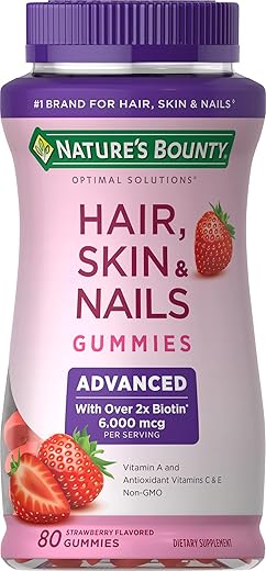Generic - Optimal Solutions Advanced Hair, Skin, Nails – 2X Biotina Compatível com Nature’s Bounty – 80 Comprimidos – Sabor Morango – Marca Optimal Solutions