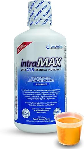 intraMAX - Drucker Labs – IntraMAX 2.0: Minerais Traços Líquidos Orgânicos, Multivitamínico Líquido para Homens e Mulheres, Sem OGM, Sem Laticínios, Sem Glúten, Magnésio, Zinco, Vitaminas D, C, E, Sem Açúcar