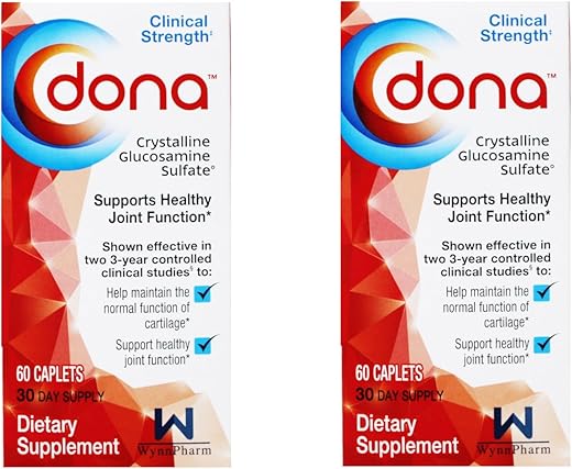 DONA - Dona Sulfato de Glucosamina Cristalina 60 cápsulas (2 Pacotes) – 100% Natural e de Alta Qualidade