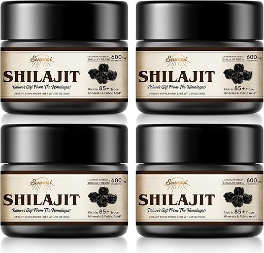 Sennasi - Shilajit Puro Himalaia Orgânico Resina de Shilajit – 600mg Potência Máxima Natural Orgânica com 85 Minerais Traços