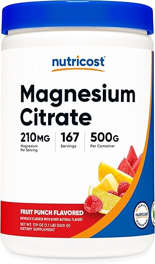 Magnesium Citrate Powder – Pó de Citrato de Magnésio (Sabor Frutas Vermelhas, 500g) - Nutricost