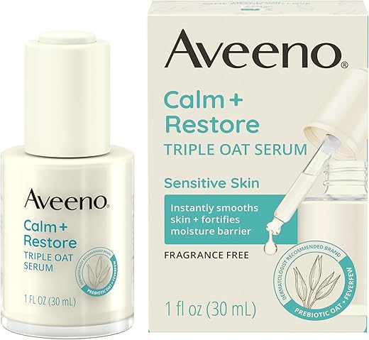 Calm Restore Serum Facial Hidratante Triplo Aveia para Pele Sensível, Suave e Leve para Suavizar e Fortalecer a Pele, Hipoalergênico, Sem Fragrância  Aveeno - Aveeno