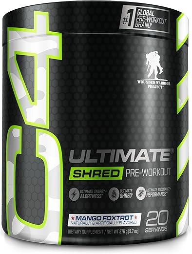 C4 Ultimate Shred x Wounded Warrior Project – Pré-treino em pó queima gordura para homens – 30 doses, 200g - Cellucor