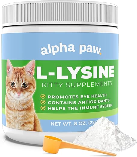 Suplemento de Lisina para Gatos – 5-10 Meses de Fornecimento Extra – Lisina Natural (227g) - Alpha Paw