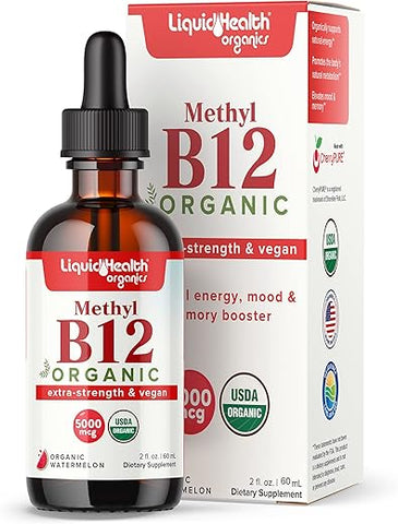 Vitamina B12 Methylcobalamin Líquida Orgânica com Suco de Cereja – Energia, Sistema Imunológico e Memória - LIQUIDHEALTH
