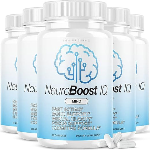 IDEAL PERFORMANCE - (5 Pack) Neuro Boost IQ Supplement Brain Pills Mind Ben Carson Neurobooster Neuroboostiq (300 Capsules)