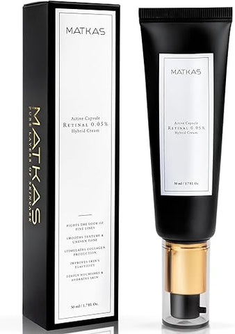 Creme Noturno MATKAS Coreano 0.05%% Retinal para o Rosto – Rugas, Firmeza da Pele, Anti-Envelhecimento – Creme de Retinol para o Rosto Hidratante Noturno – Niacinamida, Ceramida, Ácido Hialurônico