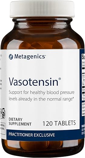 Vasotensin – Suporta Níveis Saudáveis de Pressão Arterial na Faixa Normal* – Suplemento de Peptídeo Bonito – Proteína de Peixe – Não-OGM – Sem Glúten – 120 Comprimidos - Metagenics