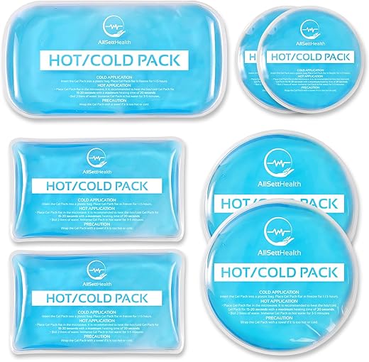 AllSett Health - Gel Reutilizável para Lesões – Compressa Fria, Pacote de Gelo, Gel para Lesões – 7 Unidades