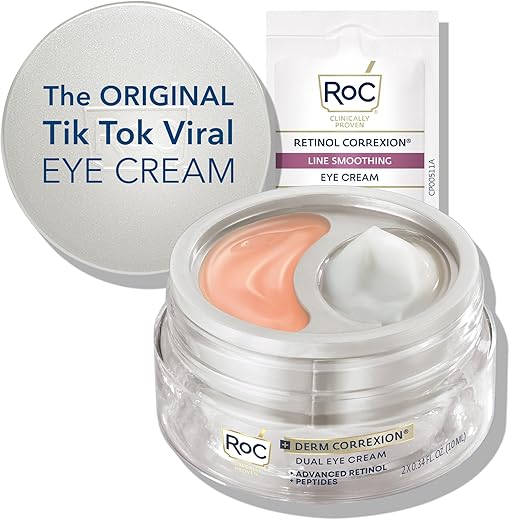 Derm Correxion Creme Dual para Olhos com Retinol Avançado e Peptídeos para Olheiras e Bolsas, 19,2g + Amostra de Creme para Olhos com Retinol - RoC