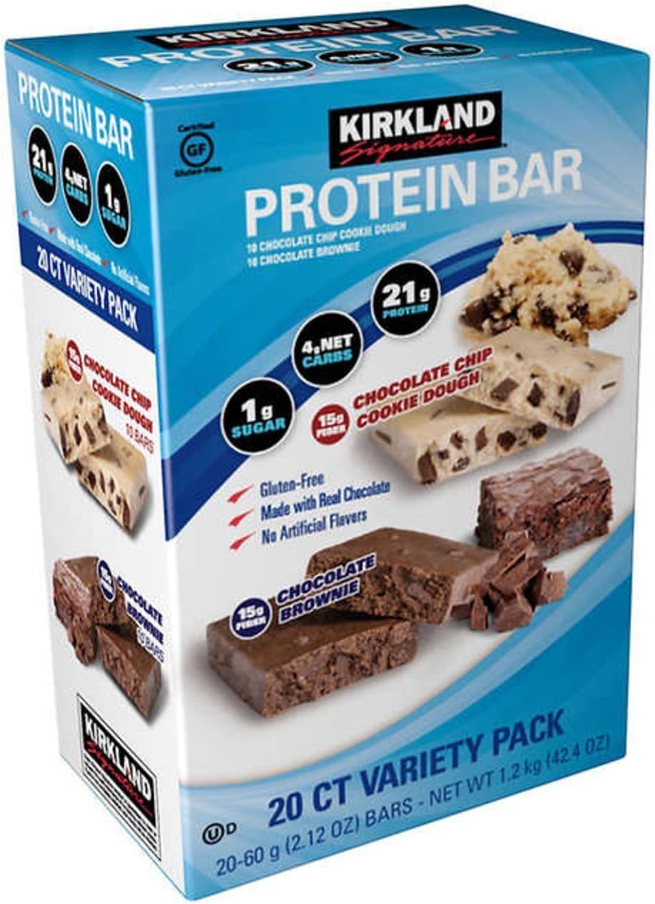 KIRKLAND - Kirkland Signature Barra de Proteína Energética Pack Variado vMvbtn, 2Pack (40 Unidades) – Embalagem com 20g de Proteína por Barra