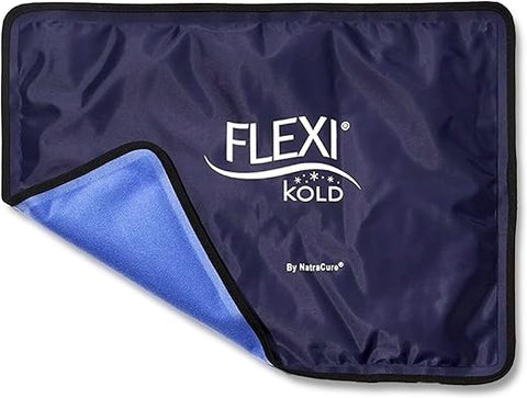 NatraCure - FlexiKold Gel Reutilizável Grande com Alças – Compressa Gelada para Lesões – Envoltório Flexível de Gelo Médico para Costas, Ombros, Pernas, Joelhos, Ciática, Dor Muscular | Marca FlexiKold