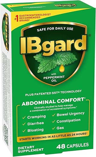 Cápsulas de Óleo de Hortelã-Pimenta para Conforto Abdominal, 48 Cápsulas (Embalagem Pode Variar) - IBgard