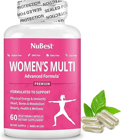 NuBest - 39-in-1 Cápsulas Horny Goat Weed, Maca, Wild Yam, Red Clover, Cranberry, Arginina, Vitaminas, Minerais, Suplemento Herbal para Mulheres por Women’s Multi 18 – Apoio à Saúde Feminina