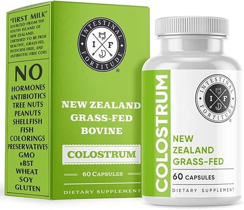 Cápsulas de Colostro de Vacas da Nova Zelândia 100% Alimentadas com Grama, Livres de Hormônios e Transgênicos, Suporte Ótimo para a Saúde Intestinal e Sistema Imunológico, Intestino Permeável, DII, 500 mg - Intestinal Fortitude