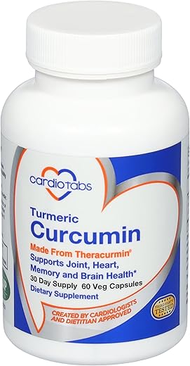 CardioTabs - Curcuma Turmeric – Articulações, Coração, Memória – 60 cápsulas de 500mg