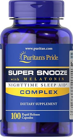 Puritan's Pride - Puritan’s Pride Super Snooze com Melatonina Cápsulas de Liberação Rápida, 100 Unidades – Compre Agora!